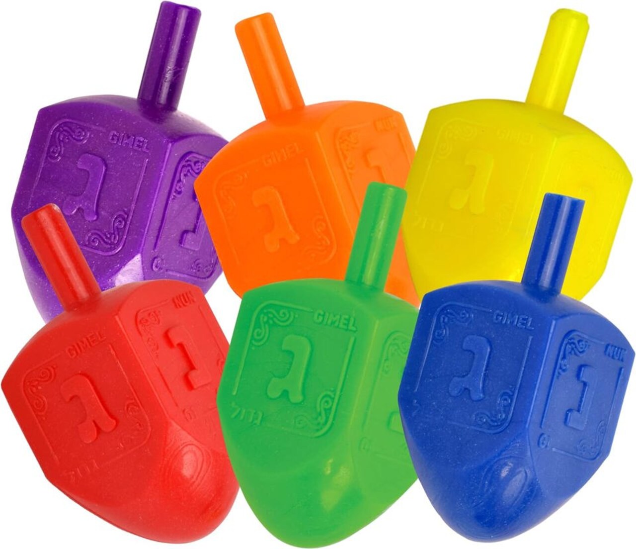 Plastic Dreidel Small 12-Pack – Colorful Chanukah Craft Game Favor for Classrooms & Parties